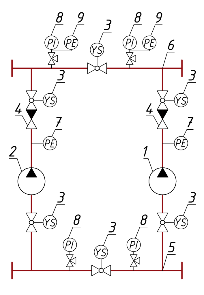 Гидравлическая схема насосной установки